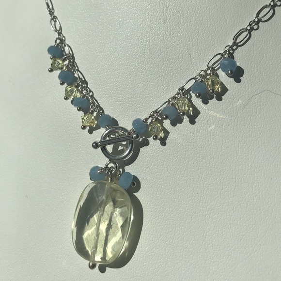 Handmade Citrine Blue Agate Necklace set - Picture 6 of 7